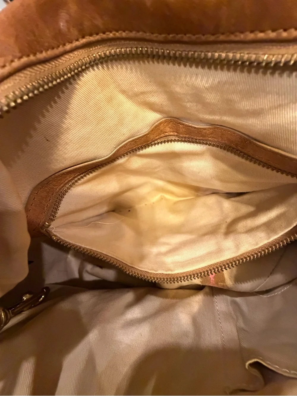 Alexis Hudson Tan Leather Shoulder Hobo with Gold Accents